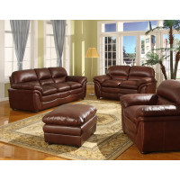 Baxton Studio 9015-Loveseat/Sofa Redding Leather Modern Sofa Set in Brown